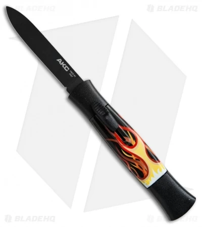AKC 077 Concord OTF Automatic Knife Flames (3.25" Black Flat) 1 AKC 077 Concord OTF Automatic Knife Flames (3.25" Black Flat)