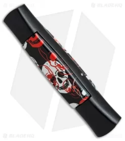 AKC 077 Concord OTF Automatic Knife Red/White Skull (3.25" Black Flat) -Knife Shop AKC 077 concord red white skull black BP 19133 er side