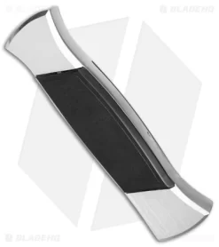 AKC 777 Blackfinger Tanto OTF Automatic Knife Brushed Aluminum (3.375" Black) -Knife Shop AKC 777 Blackfinger OTF Auto Brushed Aluminum Black Black Tanto BHQ 153398 jr side