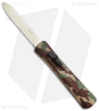 AKC Concord OTF Automatic Knife Camo Rubber (3.25" Gold) 1 AKC Concord OTF Automatic Knife Camo Rubber (3.25" Gold)
