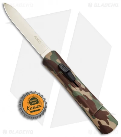 AKC Concord OTF Automatic Knife Camo Rubber (3.25" Gold) 4 AKC Concord OTF Automatic Knife Camo Rubber (3.25" Gold) - Image 4