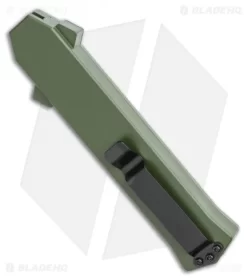 AKC F-16 D/A Bayonet OTF Automatic Knife OD Green Aluminum (3.3" Two Tone) -Knife Shop AKC F 16 OD Green D A OTF Automatic Knife Bayo Two TonePlain GX 35588 LS Side