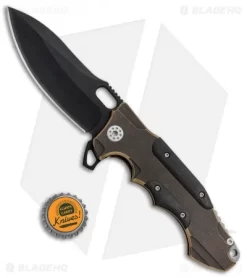 Andre De Villiers Custom Hummer Flipper Knife Gold Ti/Carbon Fiber (4.25" Satin) -Knife Shop Andre De Villiers Hummer Flipper Gold Ti CF Satin BHQ 86089 jr bottlecap