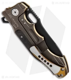 Andre De Villiers Custom Hummer Flipper Knife Gold Ti/Carbon Fiber (4.25" Satin) -Knife Shop Andre De Villiers Hummer Flipper Gold Ti CF Satin BHQ 86089 jr side