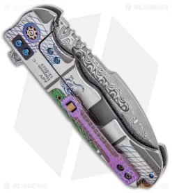 Andre De Villiers Custom Harpoon Knife Dragonskin/ Green C-Tek (3.8" Damascus) -Knife Shop Andre de Villiers Custom Harpoon Knife Dragonskin C Tek Damascus BHQ 99251 jr side