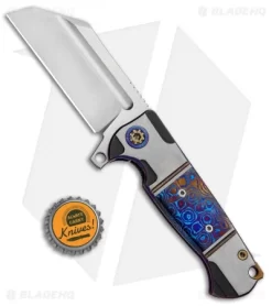 Andre De Villiers Mini War Hulk Frame Lock Knife Ti/Mokuti (3.25" Satin) AdV -Knife Shop Andre de Villiers Custom Mini War Hulk Ti Mokuti Flipper Satin BHQ 86241 jr bottlecap