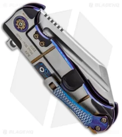 Andre De Villiers Mini War Hulk Frame Lock Knife Ti/Mokuti (3.25" Satin) AdV -Knife Shop Andre de Villiers Custom Mini War Hulk Ti Mokuti Flipper Satin BHQ 86241 jr side