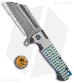 Andre De Villiers Custom War Hulk Flipper Knife VG10/Teal Frag (4" Damascus) -Knife Shop Andre de Villiers Custom War Hulk VG10 Teal Frag Damascus BHQ 94637 jr bottlecap