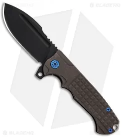 Andre De Villiers Harpoon F17 Frag Frame Lock Knife Bronze/Blue Ti (3.88" Black)