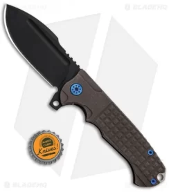 Andre De Villiers Harpoon F17 Frag Frame Lock Knife Bronze/Blue Ti (3.88" Black) -Knife Shop Andre de Villiers Harpoon F17 FL Bronze Blue Ti BHQ 89521 jr bottlecap