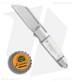 Andre De Villiers Mini Pocket Butcher Slip Joint Knife MOP W/ Ti Inlay AdV -Knife Shop Andre de Villiers Mini Impi MOP Ti inlay Satin BHQ 89568 er bottlecap