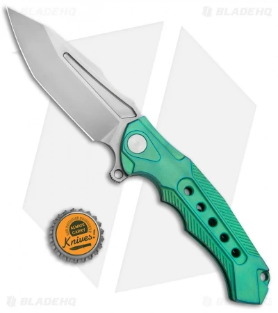 Andre De Villiers Ronin R1 Hybrid Integral Flipper Knife Green Ti (4.1" BB) AdV 4 Andre De Villiers Ronin R1 Hybrid Integral Flipper Knife Green Ti (4.1" BB) AdV - Image 4