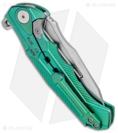 Andre De Villiers Ronin R1 Hybrid Integral Flipper Knife Green Ti (4.1" BB) AdV 3 Andre De Villiers Ronin R1 Hybrid Integral Flipper Knife Green Ti (4.1" BB) AdV - Image 3