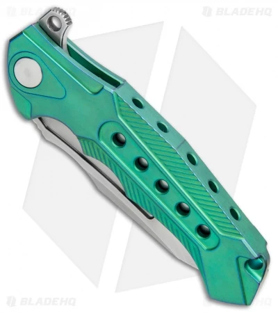 Andre De Villiers Ronin R1 Hybrid Integral Flipper Knife Green Ti (4.1" BB) AdV 2 Andre De Villiers Ronin R1 Hybrid Integral Flipper Knife Green Ti (4.1" BB) AdV - Image 2