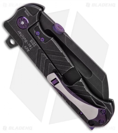 Andre De Villiers Tac Butcher Frame Lock Knife Arrow Ti Purple Ano (4" Black SW) 2 Andre De Villiers Tac Butcher Frame Lock Knife Arrow Ti Purple Ano (4" Black SW) - Image 2