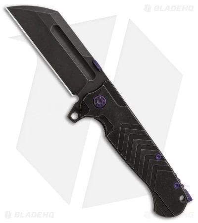 Andre De Villiers Tac Butcher Frame Lock Knife Arrow Ti Purple Ano (4" Black SW) 1 Andre De Villiers Tac Butcher Frame Lock Knife Arrow Ti Purple Ano (4" Black SW)