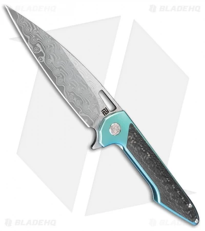 Artisan Cutlery Archaeo Frame Lock Flipper Knife Teal Ti/CF (3.8" Damascus) 1 Artisan Cutlery Archaeo Frame Lock Flipper Knife Teal Ti/CF (3.8" Damascus)