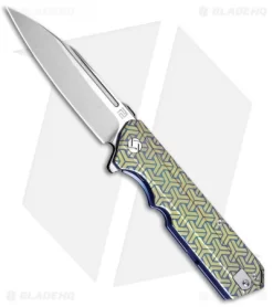 Artisan Cutlery Littoral Frame Lock Knife Gold Stripe Titanium (3.75" Stonewash)
