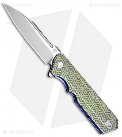 Artisan Cutlery Littoral Frame Lock Knife Gold Stripe Titanium (3.75" Stonewash) 1 Artisan Cutlery Littoral Frame Lock Knife Gold Stripe Titanium (3.75" Stonewash)