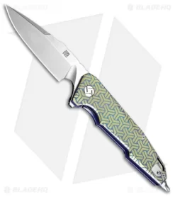 Artisan Cutlery Predator Frame Lock Knife Gold/Blue Ti (3.75" Stonewash S35VN)