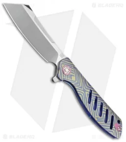 Artisan Cutlery Tomahawk Frame Lock Knife Blue/Gold Titanium (3.8" Satin S35VN)