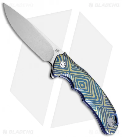 Artisan Cutlery Tradition Frame Lock Knife Blue/Gold Titanium (4" Stonewash) 1 Artisan Cutlery Tradition Frame Lock Knife Blue/Gold Titanium (4" Stonewash)