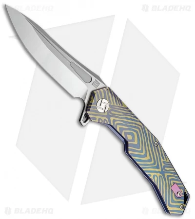 Artisan Cutlery Zumwalt Frame Lock Knife Blue/Gold Swirl Titanium (3.8" Satin) 1 Artisan Cutlery Zumwalt Frame Lock Knife Blue/Gold Swirl Titanium (3.8" Satin)