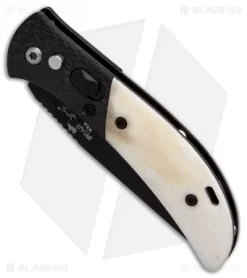 Bear OPS Bold Action IX Automatic Knife Smooth White Bone/CF (2.8" Black) -Knife Shop Bear OPS Bold Action IX Smooth White Bone CF Black BHQ 90654 er spine