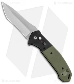 Bear OPS Bold Action V Tanto Automatic Knife Black/Green G-10 (3.75" Gray)
