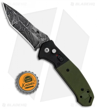 Bear OPS Mini Bold Action V Tanto Auto Knife Black/Green G-10 (3.25" Damascus) 4 Bear OPS Mini Bold Action V Tanto Auto Knife Black/Green G-10 (3.25" Damascus) - Image 4