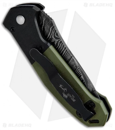 Bear OPS Mini Bold Action V Tanto Auto Knife Black/Green G-10 (3.25" Damascus) 3 Bear OPS Mini Bold Action V Tanto Auto Knife Black/Green G-10 (3.25" Damascus) - Image 3