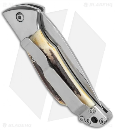 Bear And Son Automatic Lockback Knife India Stag (2.75" Satin) 3 Bear And Son Automatic Lockback Knife India Stag (2.75" Satin) - Image 3