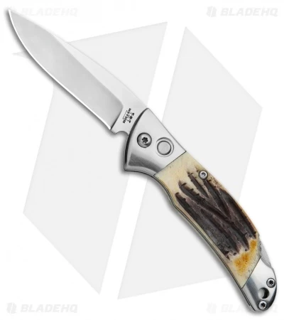 Bear And Son Automatic Lockback Knife India Stag (2.75" Satin) 1 Bear And Son Automatic Lockback Knife India Stag (2.75" Satin)