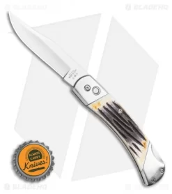 Bear And Son Automatic Lockback Knife Stag Bone (3.5" Satin) -Knife Shop Bear and Son Automatic Lockback Knife Stag Bone 5 Satin BHQ 120298 LS Bottlecap