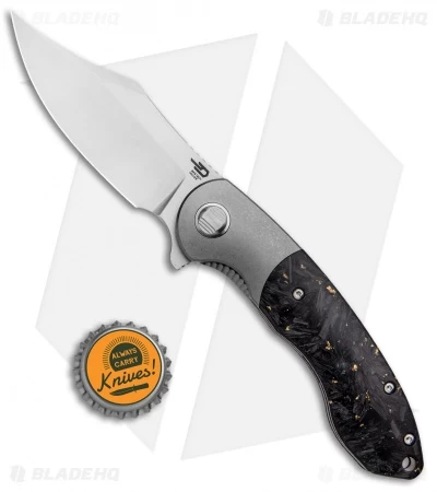 Bestech Knives BowieTie Frame Lock Knife Gold Shred CF + Ti (3.5" Satin) 4 Bestech Knives BowieTie Frame Lock Knife Gold Shred CF + Ti (3.5" Satin) - Image 4