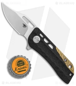 Bestech Knives Engine Bowie Flipper Knife CF/Blue Ti (2.38" Satin) BT1806B -Knife Shop Bestech Knives Engine Bowie CF Blue Ti Satin BHQ 88542 er bottlecap