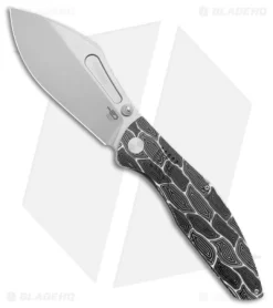 Bestech Knives Lockness Folding Knife Black/White G-10 (3.9" SW M390)