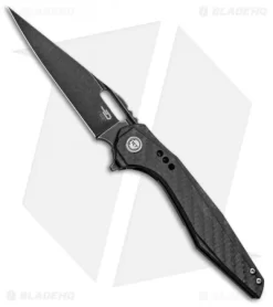 Bestech Knives Malware Frame Lock Flipper Knife Ti/Carbon Fiber(3.88" Black SW)