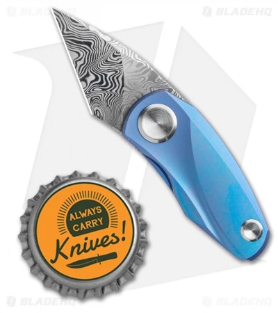 Bestech Knives Tulip Frame Lock Flipper Knife Blue Ti (1.34" Damascus) BT1913G 4 Bestech Knives Tulip Frame Lock Flipper Knife Blue Ti (1.34" Damascus) BT1913G - Image 4