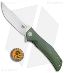 Bestech Knives Scimitar Liner Lock Knife Green G-10 (3.75" Satin) -Knife Shop Bestech Scimitar LL Green G 10 Satin BG05B 1 BHQ 76768 jr bottlecap