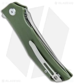 Bestech Knives Scimitar Liner Lock Knife Green G-10 (3.75" Satin) -Knife Shop Bestech Scimitar LL Green G 10 Satin BG05B 1 BHQ 76768 jr side