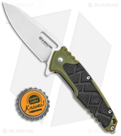 Boker Magnum Enok Frame Lock Knife Black/OD Green FRP (2.6" Satin) 01MB232 4 Boker Magnum Enok Frame Lock Knife Black/OD Green FRP (2.6" Satin) 01MB232 - Image 4