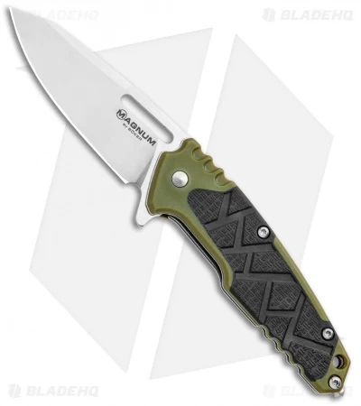 Boker Magnum Enok Frame Lock Knife Black/OD Green FRP (2.6" Satin) 01MB232 1 Boker Magnum Enok Frame Lock Knife Black/OD Green FRP (2.6" Satin) 01MB232