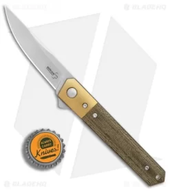 Boker Mini Kwaiken Exclusive Flipper Knife Brass/Micarta (3" Stonewash VG-10) 7 Boker Mini Kwaiken Exclusive Flipper Knife Brass/Micarta (3" Stonewash VG-10) -Knife Shop Boker Mini Kwaiken Brass Green Micarta SW BHQ 77840 er bottlecap
