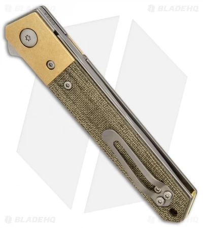 Boker Mini Kwaiken Exclusive Flipper Knife Brass/Micarta (3" Stonewash VG-10) 2 Boker Mini Kwaiken Exclusive Flipper Knife Brass/Micarta (3" Stonewash VG-10) - Image 2
