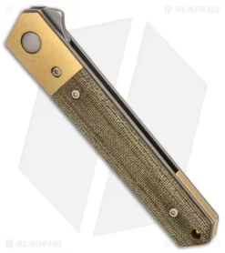 Boker Mini Kwaiken Exclusive Flipper Knife Brass/Micarta (3" Stonewash VG-10) 6 Boker Mini Kwaiken Exclusive Flipper Knife Brass/Micarta (3" Stonewash VG-10) -Knife Shop Boker Mini Kwaiken Brass Green Micarta SW BHQ 77840 er spine