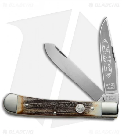Boker Trapper Stag Pocket Knife Dual Blades 114525 1 Boker Trapper Stag Pocket Knife Dual Blades 114525