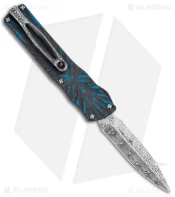 Brian Tighe Custom Small Twist Tighe Dagger OTF Blue Fat CF (2.75" Damasteel)