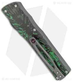 Brian Tighe Custom Small Twist Tighe Tanto OTF Green Fat CF (2.75" Satin) -Knife Shop Brian Tighe Custom Small Twist Tighe Tanto OTF Green Fat Carbon Hand Satin BHQ 115790 jr side