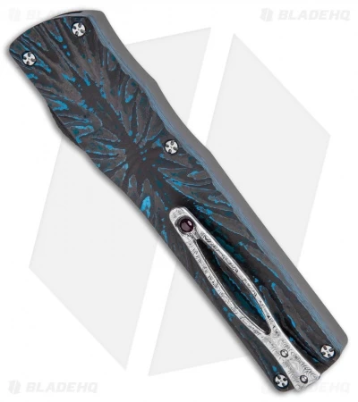 Brian Tighe Custom Twist Tighe Dagger OTF Blue Fat CF (3.75" Damasteel) 4 Brian Tighe Custom Twist Tighe Dagger OTF Blue Fat CF (3.75" Damasteel) - Image 4